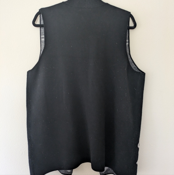 Lauren Michelle Black/White Floral Vest Cardigan sz L Minimalist Officewear - Picture 3 of 8